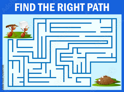 Maze game find a ant's way to ant nest