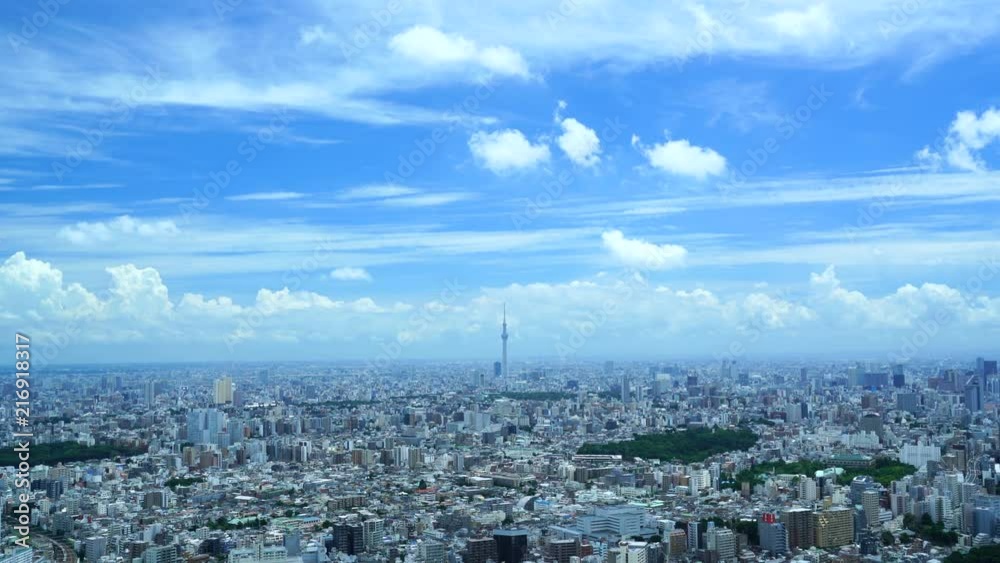 東京風景・都心ワイド・夏・4k