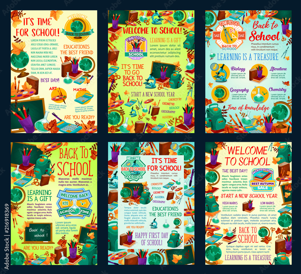 School vector study education science posters