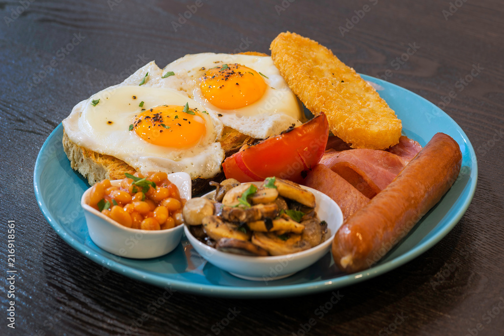 An array or breakfast foods and drinks An array or breakfast foods and drinks