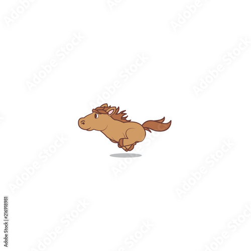 Cute horse running, vector illustration