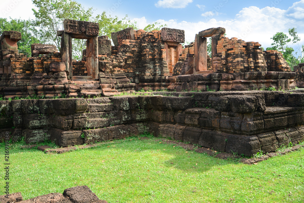 Fototapeta premium Ku Ka Sing, Ancient public castle rock temple, Landmark Place of worship in Kasetwisai, Roi Et ,Thailand