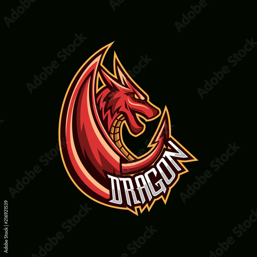 Red dragon vector illustration esport mascot logo