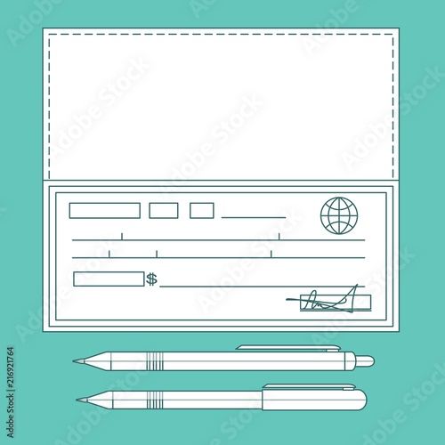 BANK CHECK, bank cheque . Stock vector illustration for poster, greeting card, website, ad, business presentation, advertisement design