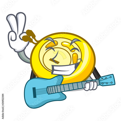 With guitar CD player mascot cartoon photo