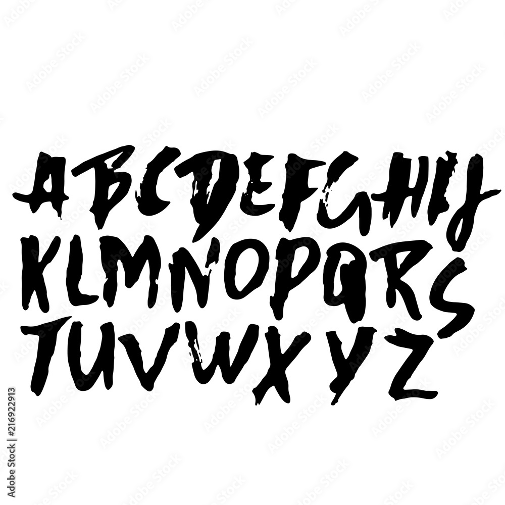 Hand drawn modern dry brush lettering. Grunge style alphabet. Handwritten font. Vector illustration. Hand drawn modern dry brush lettering. Grunge style alphabet. Handwritten font. Vector illustration.