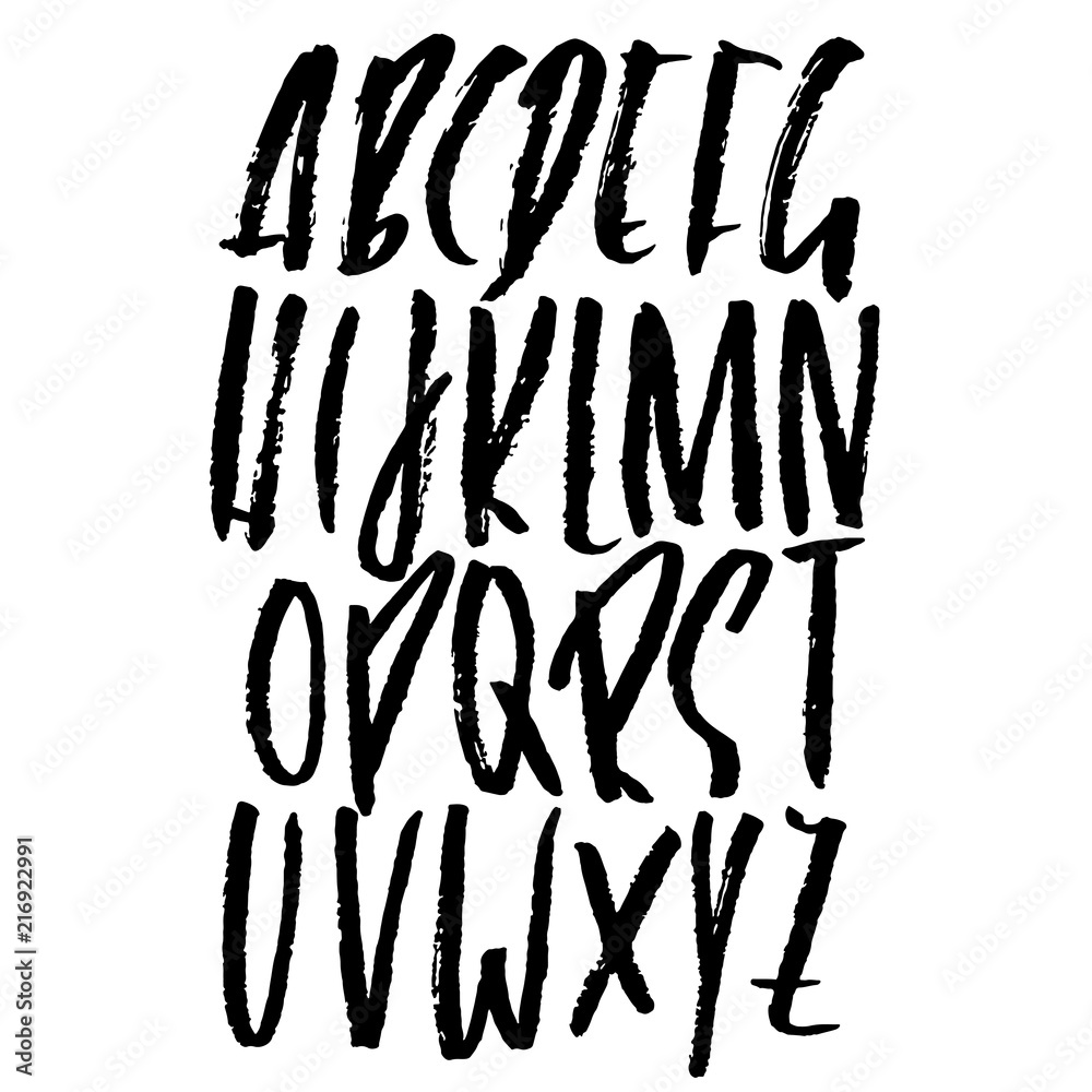 Hand drawn modern dry brush lettering. Grunge style alphabet. Handwritten font. Vector illustration. Hand drawn modern dry brush lettering. Grunge style alphabet. Handwritten font. Vector illustration.