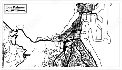 Las Palmas Spain City Map in Retro Style. Outline Map.