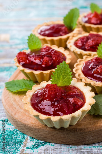 Tartlets with strawberry jam