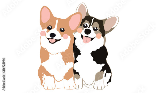 Cute Welsh Corgi Dogs Cartoon Vector