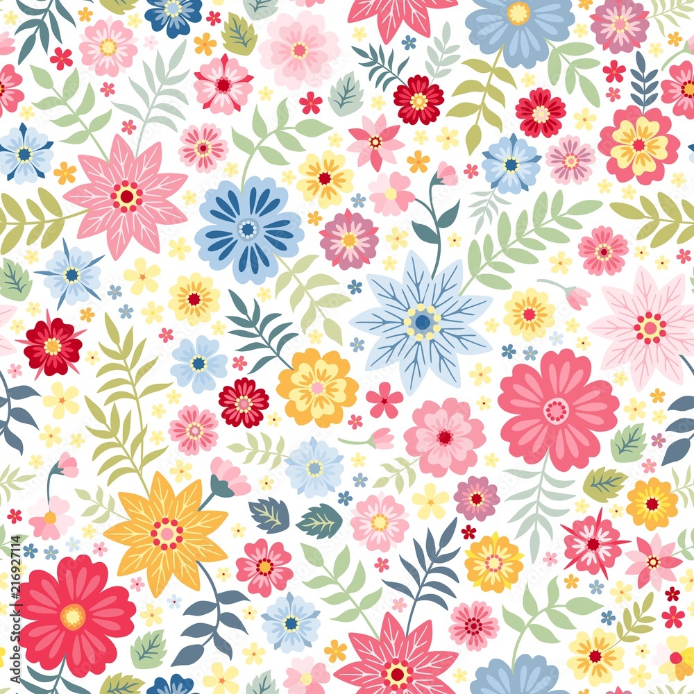 Classic ditsy floral seamless wallpaper Stock Vector