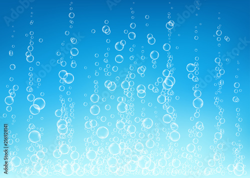 Undersea  blue  fizzing air, water or oxygen  bubbles vector texture.