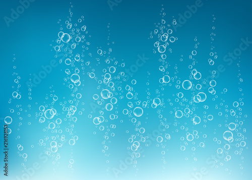 Fotografia Undersea  blue  fizzing air, water or oxygen  bubbles vector texture