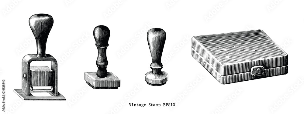 Vintage rubber stamp hand draw clip art isolated on white background