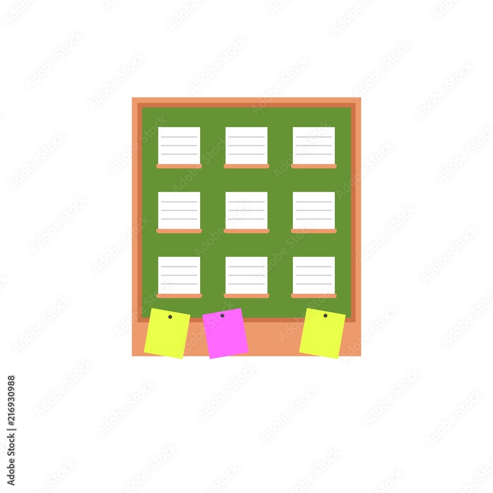 note pad on board with notes, flat design note pad on board with notes, flat design
