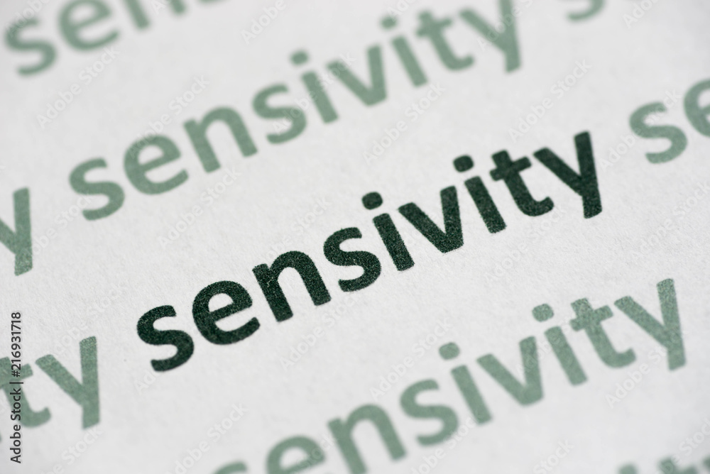 word sensivity printed on paper macro