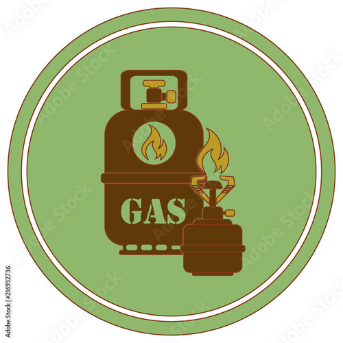 Camping stove with gas bottle icon