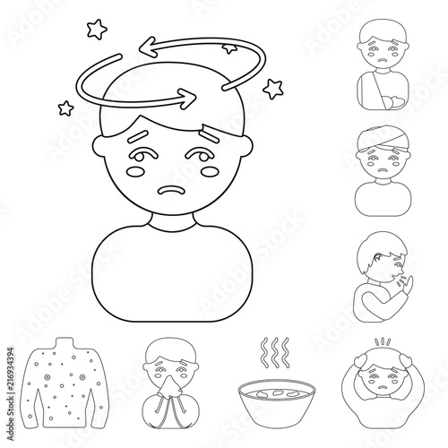 The sick man outline icons in set collection for design.Illness and treatment vector symbol stock web illustration.