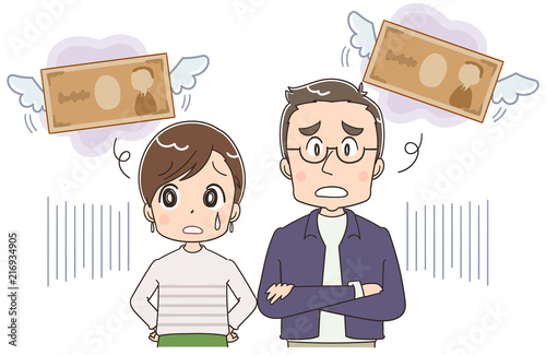 アラフォー男女とお金のイラスト