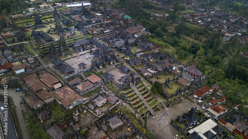 Fototapeta Naklejka Na Ścianę i Meble -  Aerial view at the holiest of all Balinese Hindu temples, complex in the village of Besakih on the slopes of Mount Agung in eastern Bali