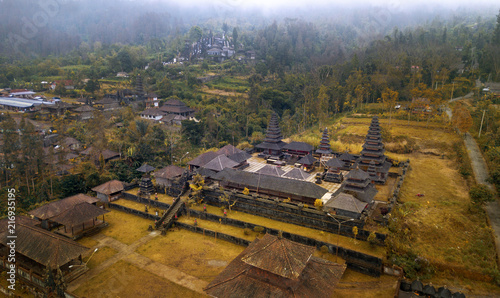 Aerial view at the holiest of all Balinese Hindu temples, complex in the village of Besakih on the slopes of Mount Agung in eastern Bali photo