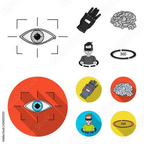 Technology, innovation, man, complemented .Virtual reality set collection icons in monochrome,flat style vector symbol stock illustration web.