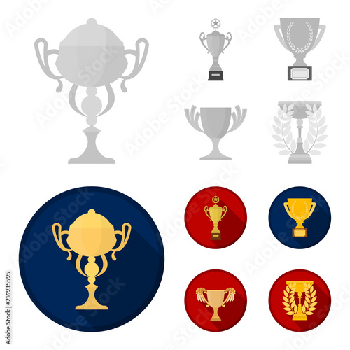 Gold Cup monochrome,flat icons in set collection for design. Winners Cup vector symbol stock web illustration.