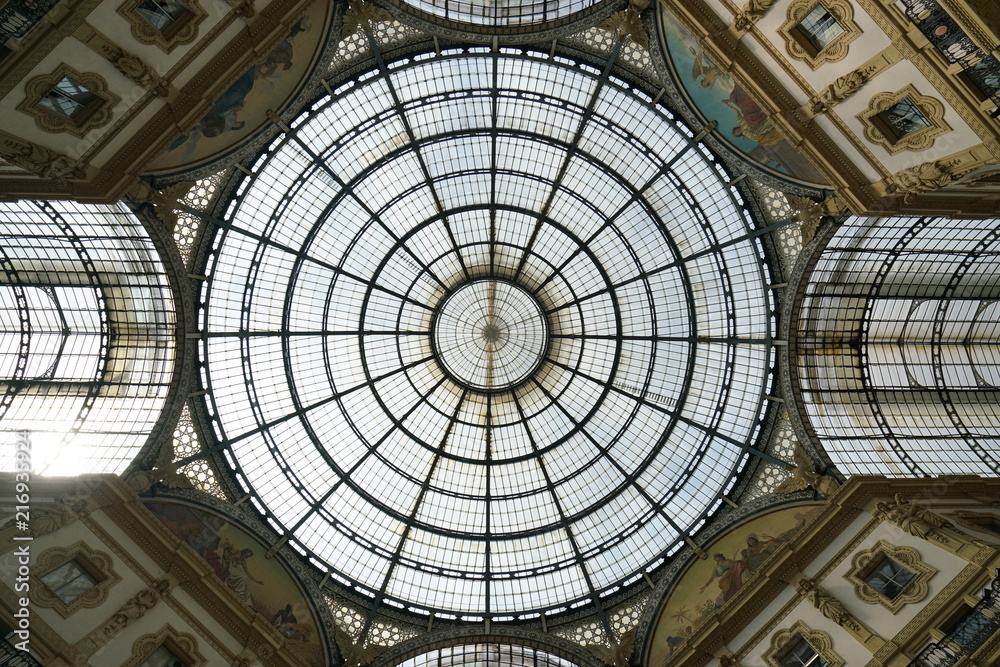 Milan,Italy-July 24,2018: Roof of Galleria Vittorio Emanuele II, Milan