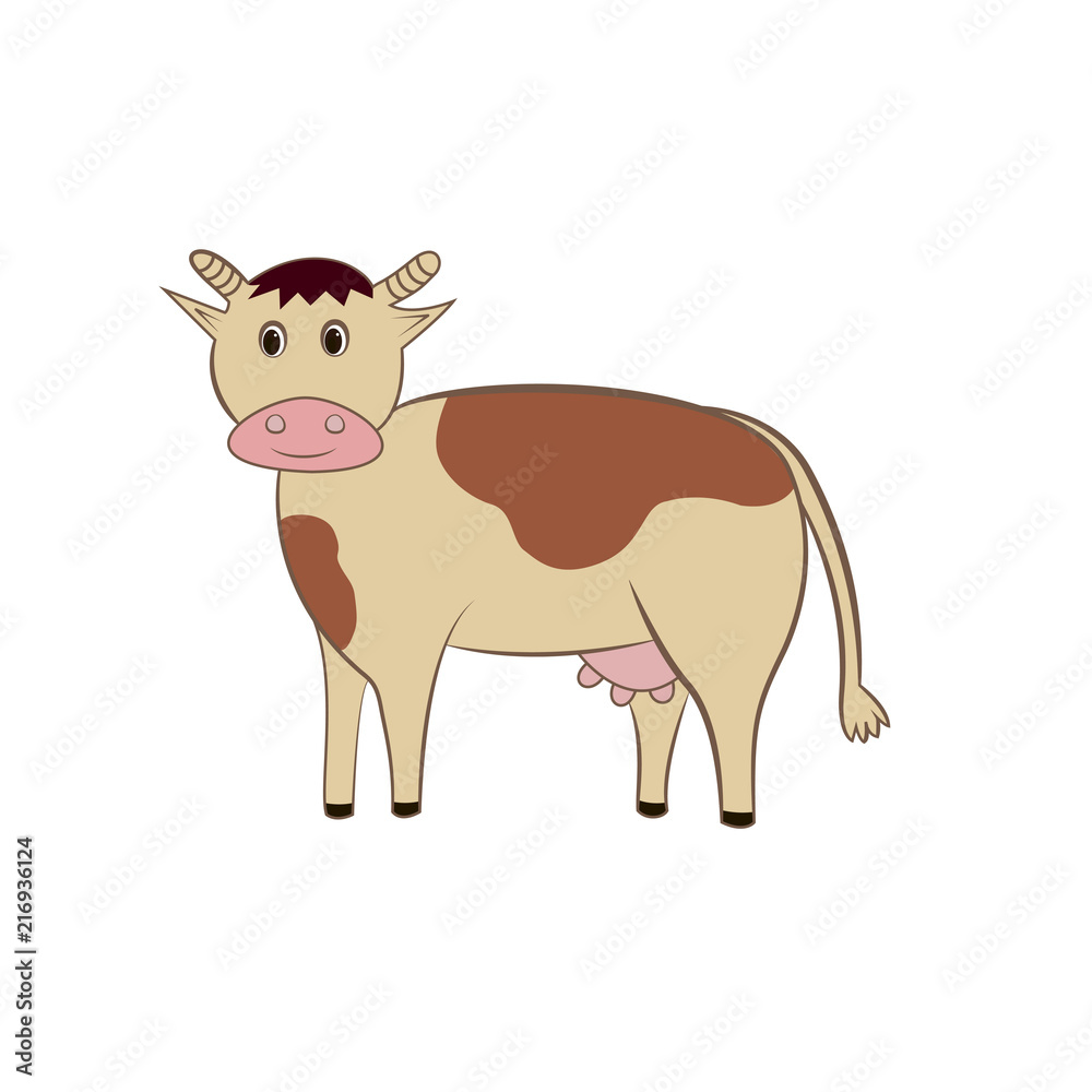 Cow on white background. Vector illustration in cartoon style. Cow on white background. Vector illustration in cartoon style.