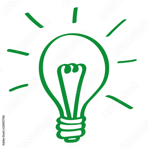 Handgezeichnete Glühbirne in grün