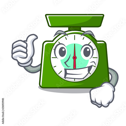 Thumbs up kitchen scale character cartoon photo