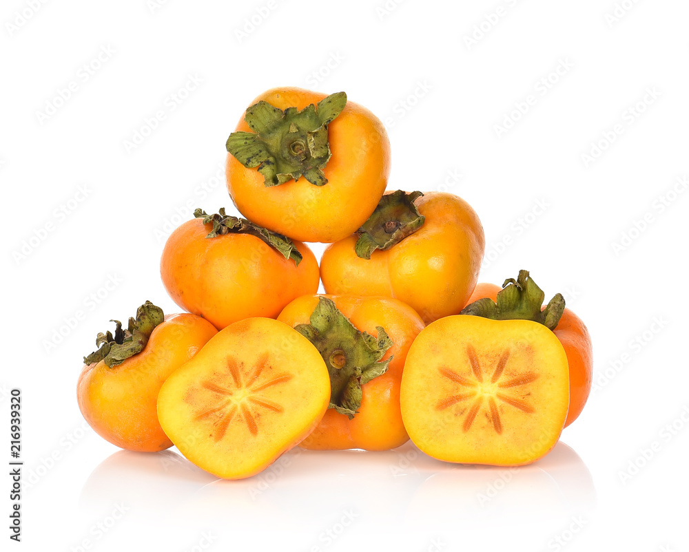 fresh ripe persimmons isolated on white background fresh ripe persimmons isolated on white background