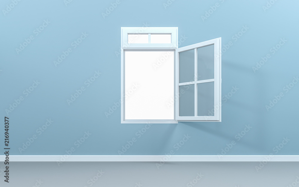 Open window in empty room with clipping path. 3d rendering Open window in empty room with clipping path. 3d rendering