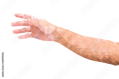man hand polygon design style on white background