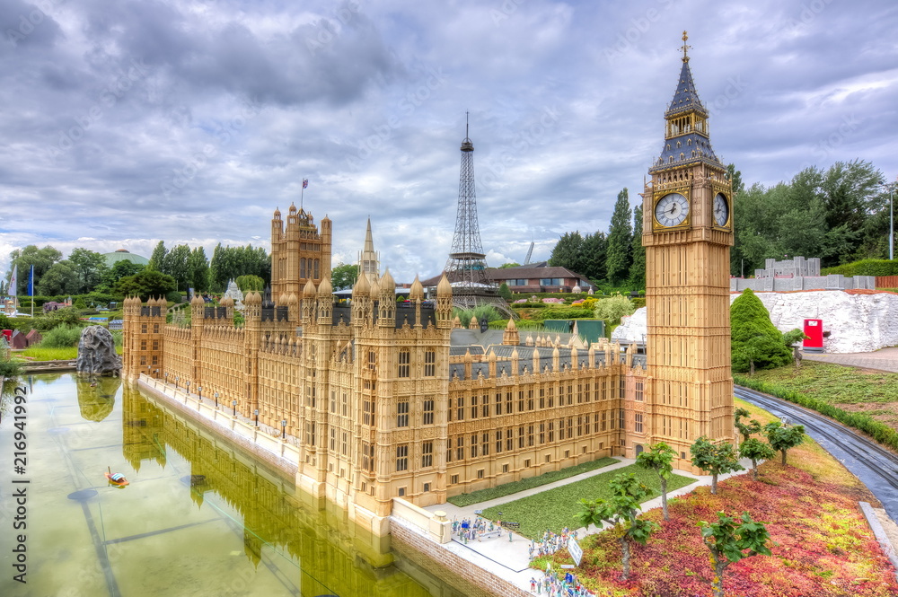 Big Ben, Westminster palace and Eiffel tower in mini Europe park, Brussels,  Belgium Photos | Adobe Stock