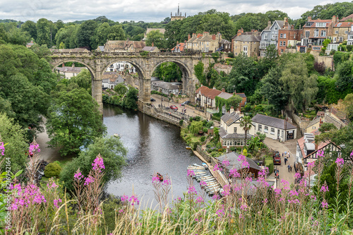 Looking down the River Nidd to the resort of Knaresborough in Yorkshire photo