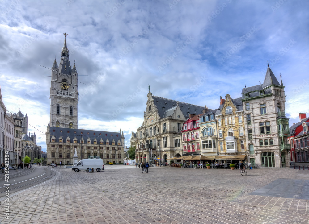 Saint Bavo square and Belfort tower, Gent, Belgium