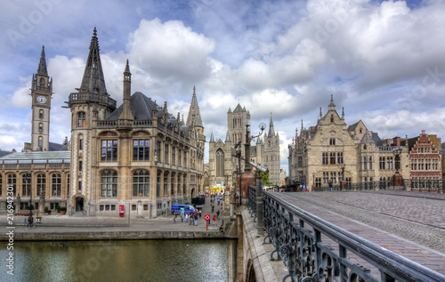 Towers and architecture of medieval Gent  Belgium