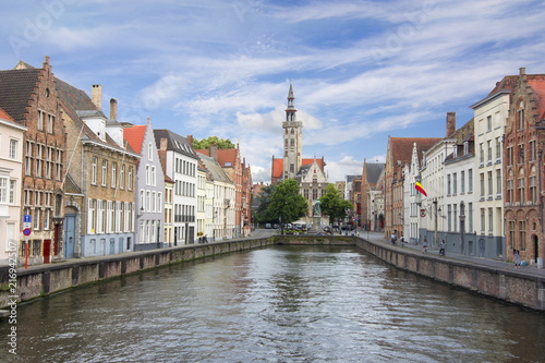 Bruges canals and Van Eyck square, Belgium