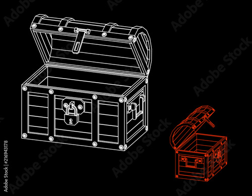 Empty wooden chest. Vector ...