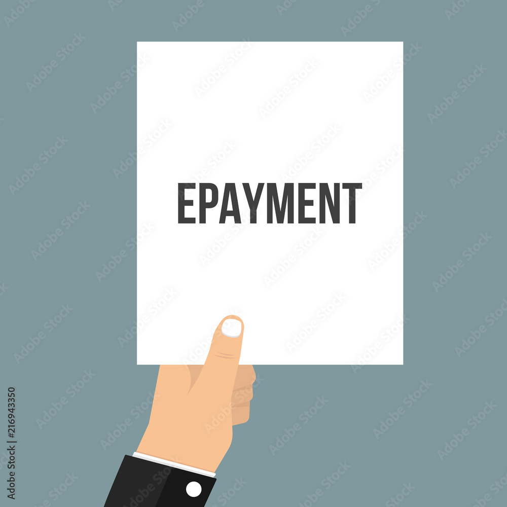 Man showing paper EPAYMENT text Man showing paper EPAYMENT text