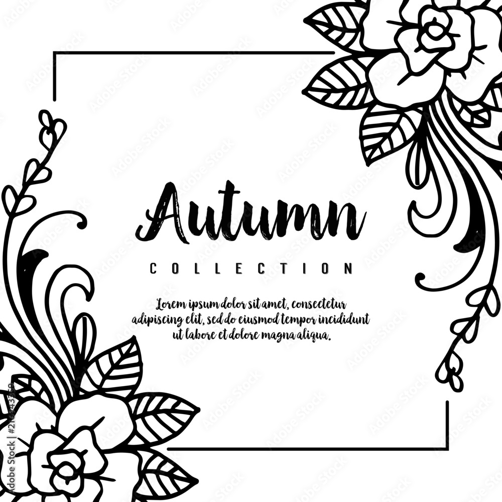 Autumn card with floral hand draw vector illustration