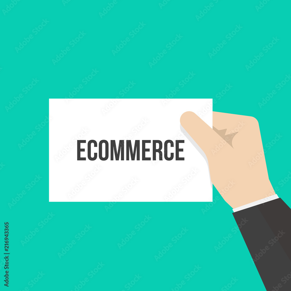 Man showing paper ECOMMERCE text Man showing paper ECOMMERCE text
