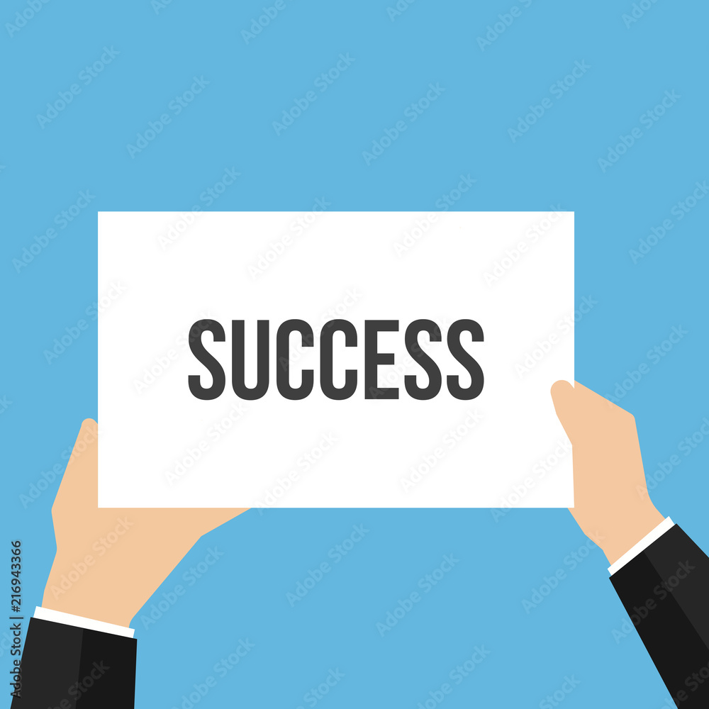 Man showing paper SUCCESS text Man showing paper SUCCESS text