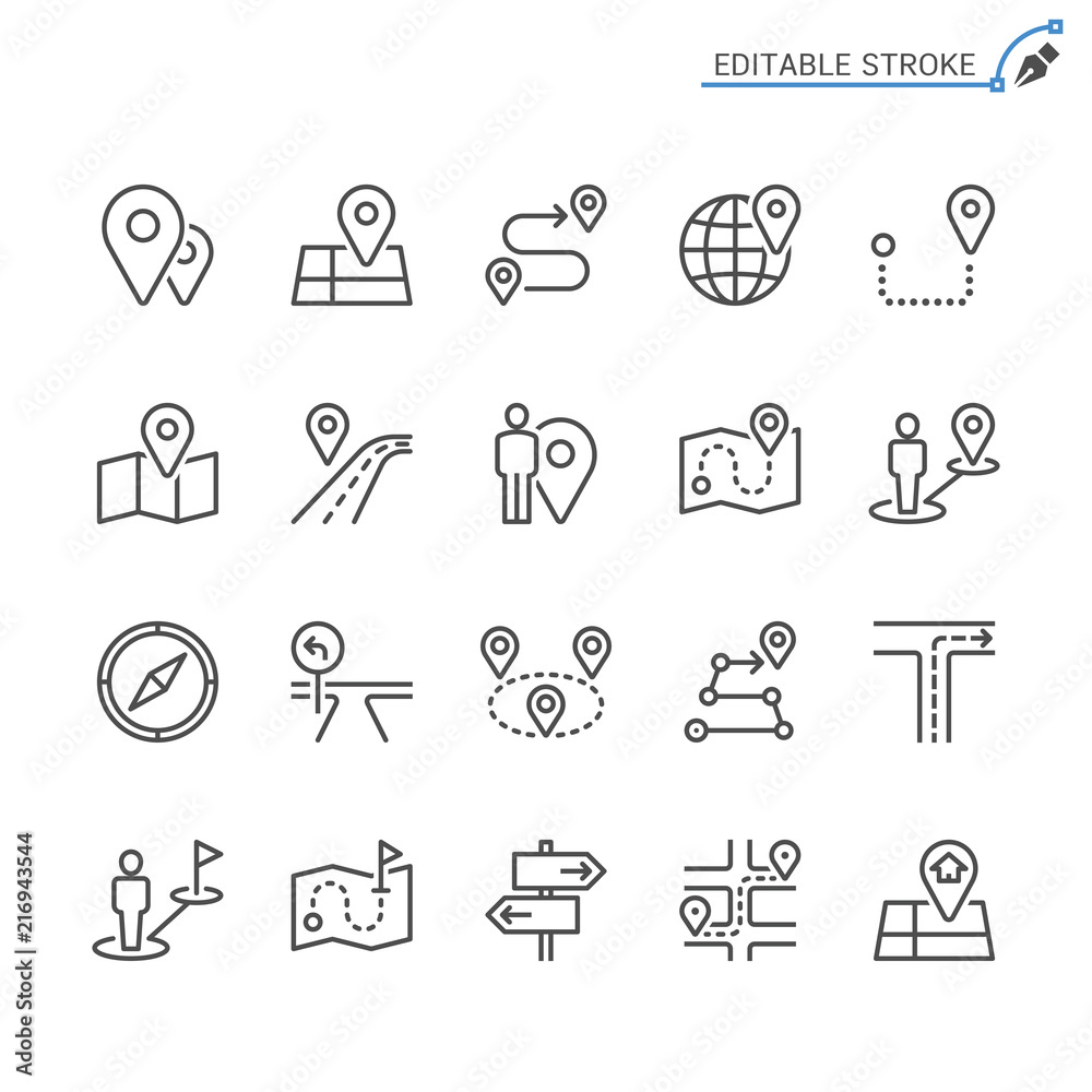 Route line icons. Editable stroke. Pixel perfect. Route line icons. Editable stroke. Pixel perfect.