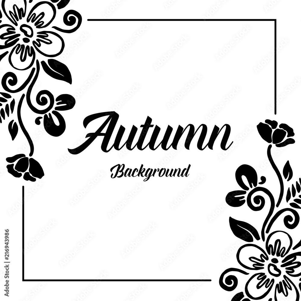Autumn card with frame flower design vector illustration
