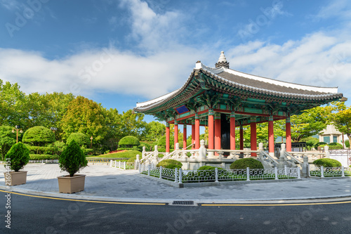 Scenic bell pavilion at Yongdusan Park of Busan, South Korea