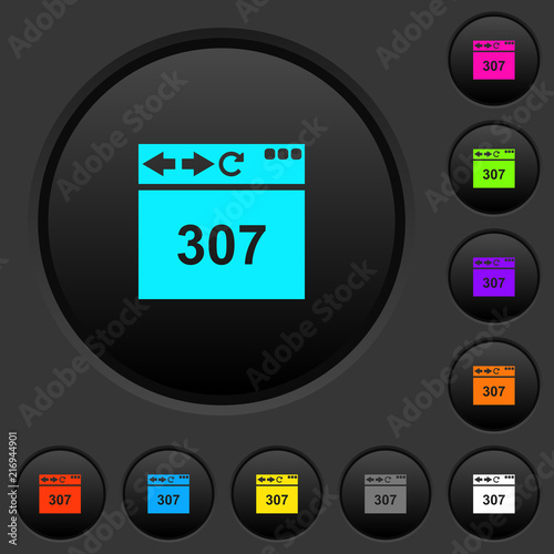 Browser 307 temporary redirect dark push buttons with color icons