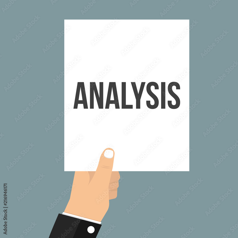 Man showing paper ANALYSIS text Man showing paper ANALYSIS text
