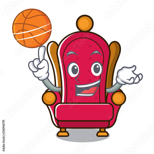 With basketball king throne character cartoon